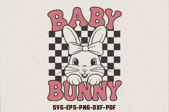 Checkered Baby Bunny Easter SVG for Crafts and Graphics