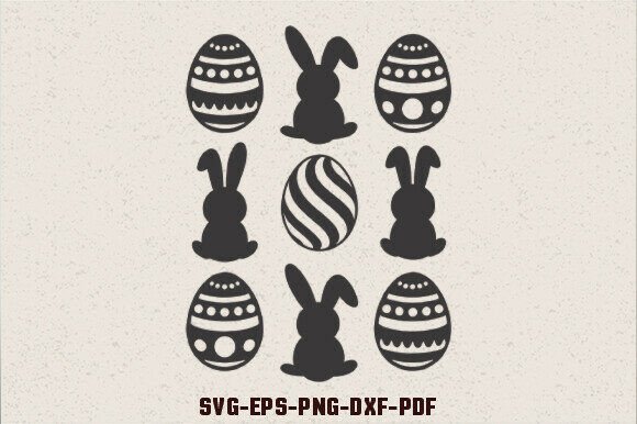 Checkered Easter Bunny Eggs SVG for Crafts and Graphics