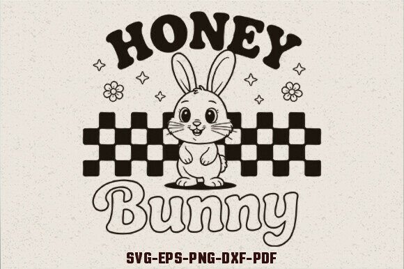 Checkered Honey Bunny Easter SVG for Local Business Graphics