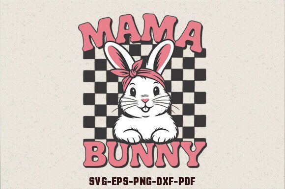 Checkered Mama Bunny Easter Graphics for Creative Publishers