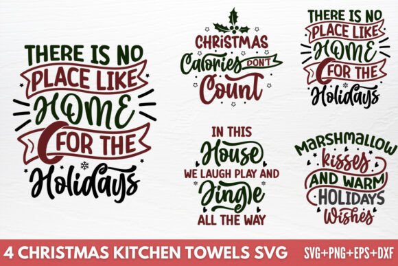 Christmas Kitchen Towels SVG for Crafts and Graphics