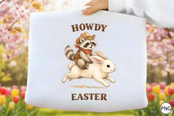 Funny Easter Bunny Cowboy Raccoon Graphics for Crafts