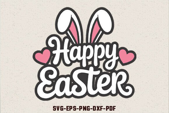 Happy Easter SVG Bunny for Embroidery Projects